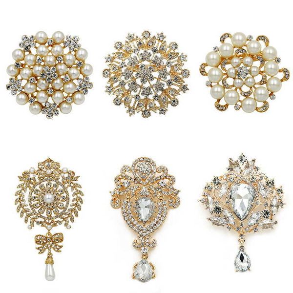 Alfileres Broches Marca WEIMANJINGDIAN 6 piezas de cristal brillante DIY boda ramo decoración cofre conjunto G230529