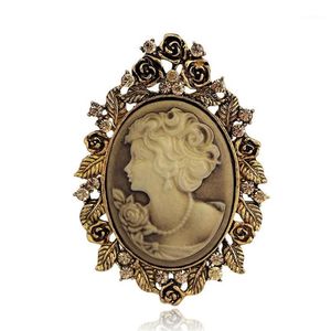 Broches Broches Accessoires De Mariage Vintage Entier Joyeria Cameo Reine De Beauté Pour Femmes Cristal Strass Or Argent Antique 272B
