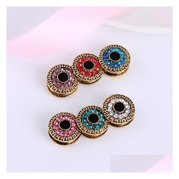 Broches Broches Vente en gros - 12pcs / lot mélange couleur classique aimant rond broche hijab accessoires musulman épingle écharpe boucle livraison directe bijou Dhnp7