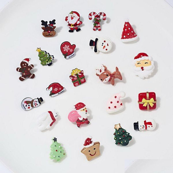 Alfileres Broches Venta al por mayor Serie de Navidad Broche Alfileres Santa Claus Muletas Elk Juego de tarjetas de papel acrílico Drop Deliver Dhz40