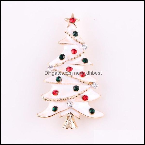 Broches Broches En Gros Émail Blanc Arbre De Noël Broche Cadeau Avec Des Cristaux De Strass Mticolored 464C3 Drop Delivery 202 Newdhbest Dh1Xl