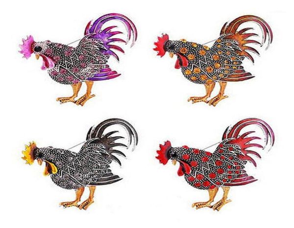 Broches de alfileres, broche de gallo grande de moda, mezcla de colores, diamantes de imitación de cristal, Animal para mujer, joyería de moda 17625055