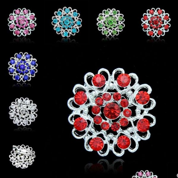 Broches Broches Femmes Cristal Amour Fleur Broches Broches Diamant Boutonnière Bâton Cor Broche De Mariage Bijoux De Mode Livraison Directe Dhd3F