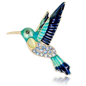 Broches Broches Femme émail animal broche rétro oiseau broche couleur strass colibri vêtements veste fête bijoux accessoires G220523