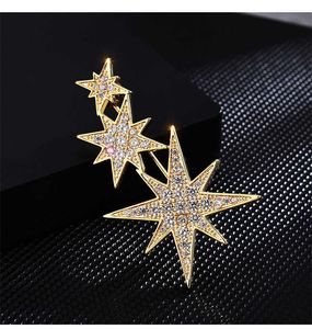 Simple étoile mignonne en cristal blanc pour femme adaptée aux femmes de luxe en alliage de zircon couleur or géométrique broche goupille de sécurité G230529