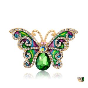 Broches de alfileres para mujer, broche de mariposa de diamantes de imitación de circonita de Color exquisito, accesorios de disfraz, joyería, envío directo Dhajw