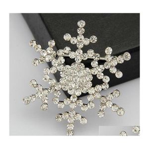 Pins Broches Womens Winter Snowflake Clear Brooch Pin Wholesale Drop Delivery Jewelry Dhu1P