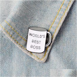 Pins Broches Worlds Best Boss Email Pins Badges Coffee Cup Custom Pastel Lapel Pin Denim Shirt Punk Cartoon Funny Sieraden Gift Dr Dhxdc