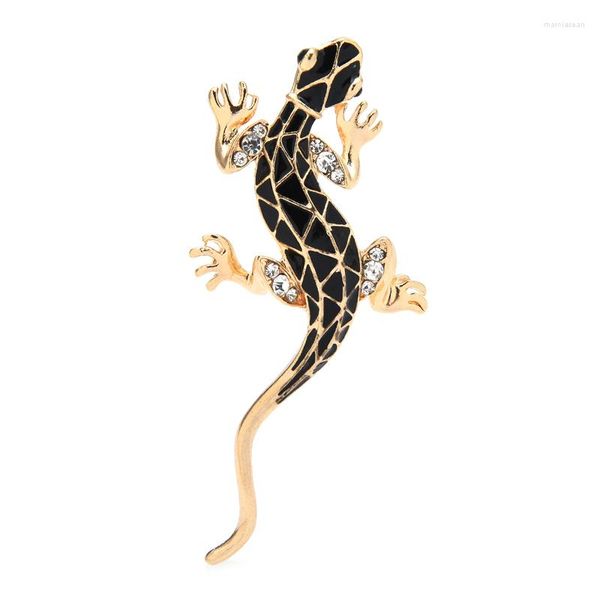 Broches broches Wulibaby émail Gecko broche pour femmes bijoux cadeau 2022 strass Animal 2 couleurs broches