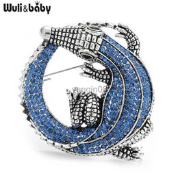 Broches Broches Wuli bébé Gros Strass Crocodile Broches Femmes Unisexe Animal Partie Casual Broche Broches Cadeaux HKD230807