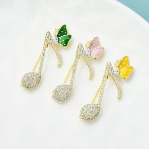 Pins, broches Wulibaby papillon note de musique pour les femmes unisexe tchèque strass fête bureau broche broches cadeaux