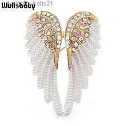 Pins Broches Wuli Baby Klassieke Strass Engelenvleugels Broche Pins 3 Kleuren 2021 Fonkelende Sieraden Gift Veer Designer BrochesL231120