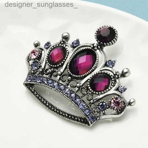 Pins Broches Wuli baby Crown Broches Vrouwen Unisex Vintage Paars Strass Kroon Office Party Broche PinsL231117