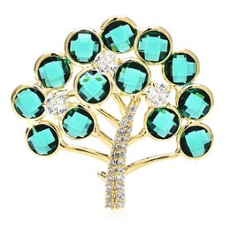 Alfileres Broches Wuli baby crystal tree para mujer unisex verde brillante flor fiesta oficina broche regalo G230529