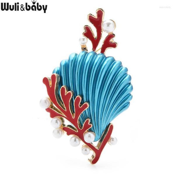 Pins Broches Wulibaby Émail Shell Wome Unisexe 2 couleurs Sea Animal Design Office Party Broche Cadeaux Seau22