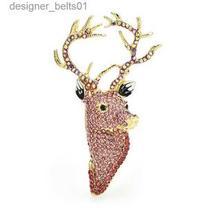 Pins Broches Wuli baby luxe tête de cerf broches pour femmes unisexe 2 couleurs brillant strass chanceux Animal noël nouvel an broche broches cadeau L231120