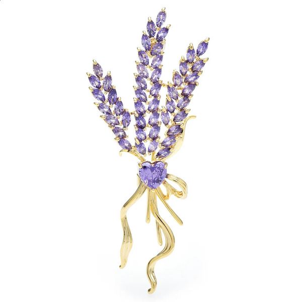 Pins broches wuli bebé lujo flor de lavanda para mujeres unisex circonio cúbico flores fragantes fiesta de la oficina broche pin regalos 231214