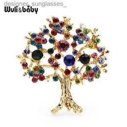 Pins Broches Wuli bébé multicolore strass arbre broches femmes hommes arbre de noël fête bureau décontracté broche broches cadeaux L231117