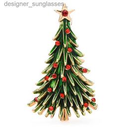 Broches Wuli baby Nuevo esmalte Broches de árbol de Navidad para mujer Unisex Árbol de diamantes de imitación Broche de Año Nuevo Pin Joyería Regalos L231117