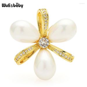 Broches Broches Wulibaby Petite Perle Fleur Femmes Chemises 2 Couleurs Robe Fête Bureau Col Broche GiftsWB Seau22