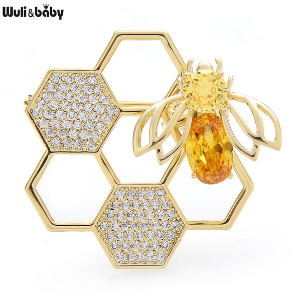 Alfileres Broches Wuli baby Spin Bee Broches para mujeres Diseñador Honeycomb Insect Party Office Broche Pin Regalos 230630