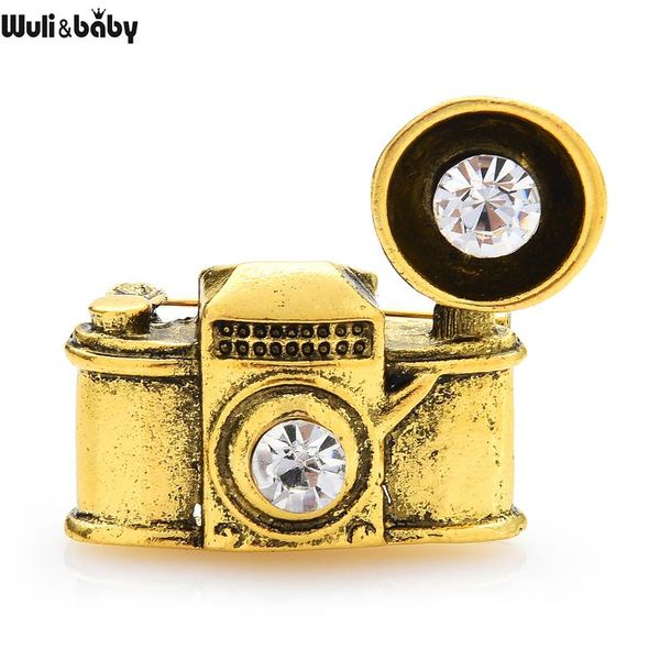 Wulibaby Vintage Camera pour femmes hommes 2 couleurs Take Po Tool Party Casual Broche Pin Cadeaux