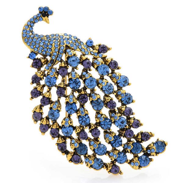 Broches Broches Wuli bébé Femmes Paon Régulier Strass 4 Couleur Beauté Oiseau Partie Bureau Poitrine Broche Cadeau G230529