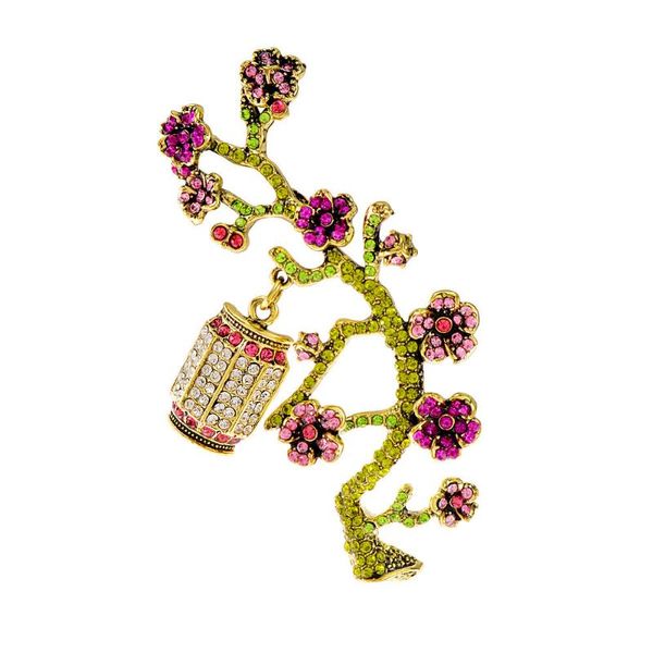 Broches Broches XIANG Strass Lanterne Prune Bossom Pour Femmes Vintage Chinois Feng Conception Pin 2 Couleurs AvaialblePins