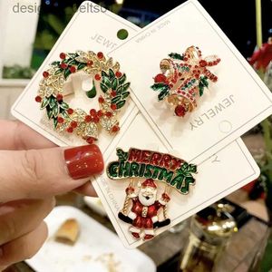 Pins Broches Broche en émail de noël bonhomme de neige père noël couronne d'arbre épingles en métal bijoux de mode cadeau pour les femmes joyeux noël décor cadeaux L231120