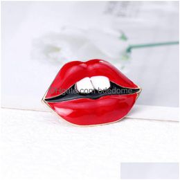 Pins Broches Y Vrouwen Rode Lip Broche Pin Pak Tops Formele Jurk Cor Voor Vrouw Gift Mode-sieraden Drop levering Dhbvk