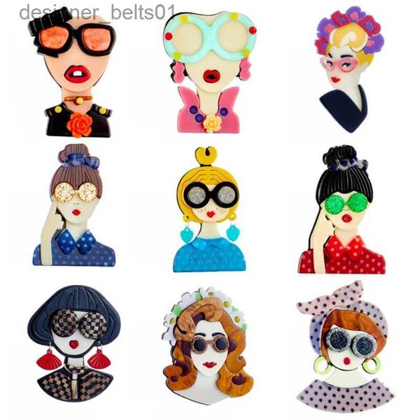 Pins Broches YAOLOGE dessin animé ly Figure acrylique broches pour femmes enfants mignon vêtements-lunettes fille Badge Lel broches mode fête bijoux cadeau L231120