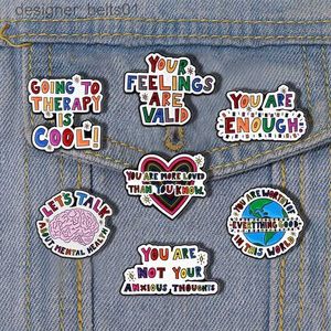 Pins Brooches Your Feelings Are Valid Enamel Pins Mental Health Brain Brooch Creative Cool Text Badges Tren Lel Jewelry Gift For FriendsL231120