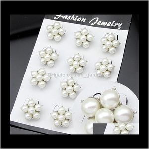 Pins, Drop Delivery 2021 Bride Broches Bijoux Mini Taille Rhodium Sier Vintage Pins 8Mm Ivoire Perle Cluster Broche Bouquet De Mariage Zbccj