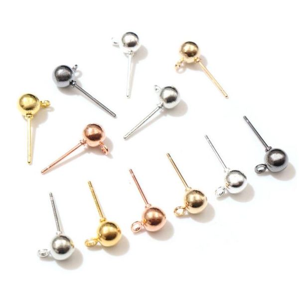 Pins Needles 50pcs / lot 5 mm 6 couleurs broches résultats boucle d'oreille broches de base bouchons connecteur pour bricolage fabrication de bijoux accès Dhgarden Ottmn