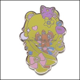 PINSBROCHES Sieraden Chique stijl Leuke Tsukino Usagis Hard Email Pin Beautif Cartoon Magical Girl Golden Broche Sailor Moons Dhjn9