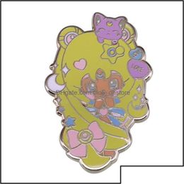 Pinsbrooches Bijoux Style Chic Mignon Tsukino Usagis Épingle En Émail Dur Beau Dessin Animé Fille Magique Broche Dorée Sailor Moons Dhjn9 Drop Dhk1Q