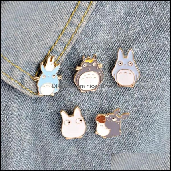 PinsBroches Joyería Infancia Mi vecino encantador Totoro Chinchilla Broche Botón Pins Chaqueta de mezclilla Pin Insignia Animal de dibujos animados Dhzso