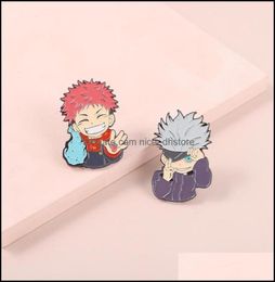 Pinsbrooches bijoux japonais manga jujutsu kaisen en émail revers badge épingles chapeaux de badge de sac à dos accessoire DHCV64168134