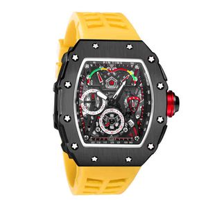 PINTIME Fashion Mn Watch Top Brand Luxury Yellow Silicone Strap Sport Chronograph Reloj de pulsera de cuarzo para hombres Relogio Masculino