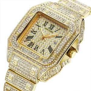 PINTIME HIP HOP hommes montre de luxe marque diamant glacé montre hommes or calendrier mâle Quartz montre-bracelet relogio masculino reloj hom2932