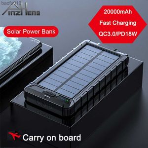 PINZHENG 20000 mAh Solaire Power Bank Portable PD 3.0 Charge Rapide Batterie Externe Power Bank Pour iPhone Samsung Xiaomi Chargeur L230712