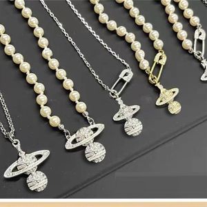 pinzirkoon hanger Saturnus ketting voor vrouwen gouden heren ketting prachtige luxe planeet pin ketting modieuze diamant ingelegd 925253Z