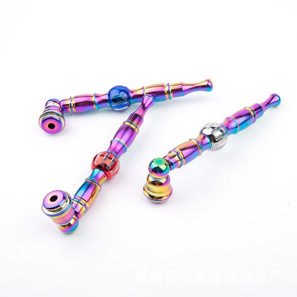 Pipe Creative Colorful Lantern Bead Aleación de aluminio Ice Blue Pipes con cubierta Fashion Desmontable Metal Smoking Pipe desechable shisha vape pen