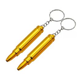 Pipe Gold Bullet Metal Key Chain accessoire de fumée Pipe Head Gun Pistol Shape Cigarette Pipes