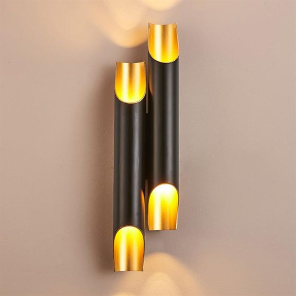 Pipe Appliques Moderne Salle De Bains Tube Applique Murale Salon Chambre Blanc Noir Or Art LED Applique Lighting313r