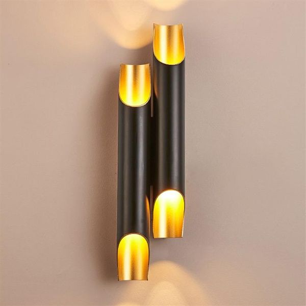 Lampes murales de tuyau moderne salle de bains Tube applique murale salon chambre blanc noir or Art LED applique Lighting306Z