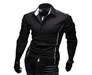 Piping Fit Shirts 5902 Muscle Men039s Shirt Edge Sleeve Luxury Robe décontractée Designer 3 Couleur élégante Long Tshirts16317997