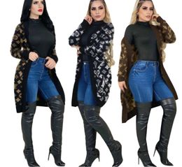 Passepoil complet Vieilles fleurs Imprimer Designer Pulls pour femmes Veste Filles Cachemire Cardigan en laine mi-longueur tricoté col en V pull ample épais dames trench vêtements d'extérieur