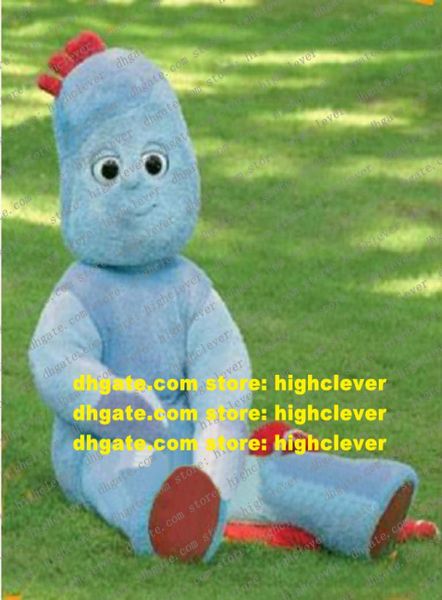 Piquant Blue Iggle Piggle en el jardín nocturno disfraz de mascota personaje de dibujos animados con boca curvada piernas largas y gordas No84726022553