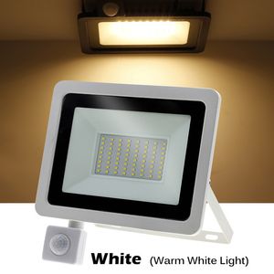 PIR Motion Sensor LED Floodlight 220V Waterdichte schijnwerpers 30W 50W 100W Wall Lamp Reflector Outdoor Lighting voor Garden Street